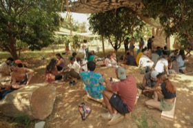 Crowd gathered at a workshop