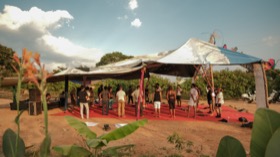Village stalls at the festival