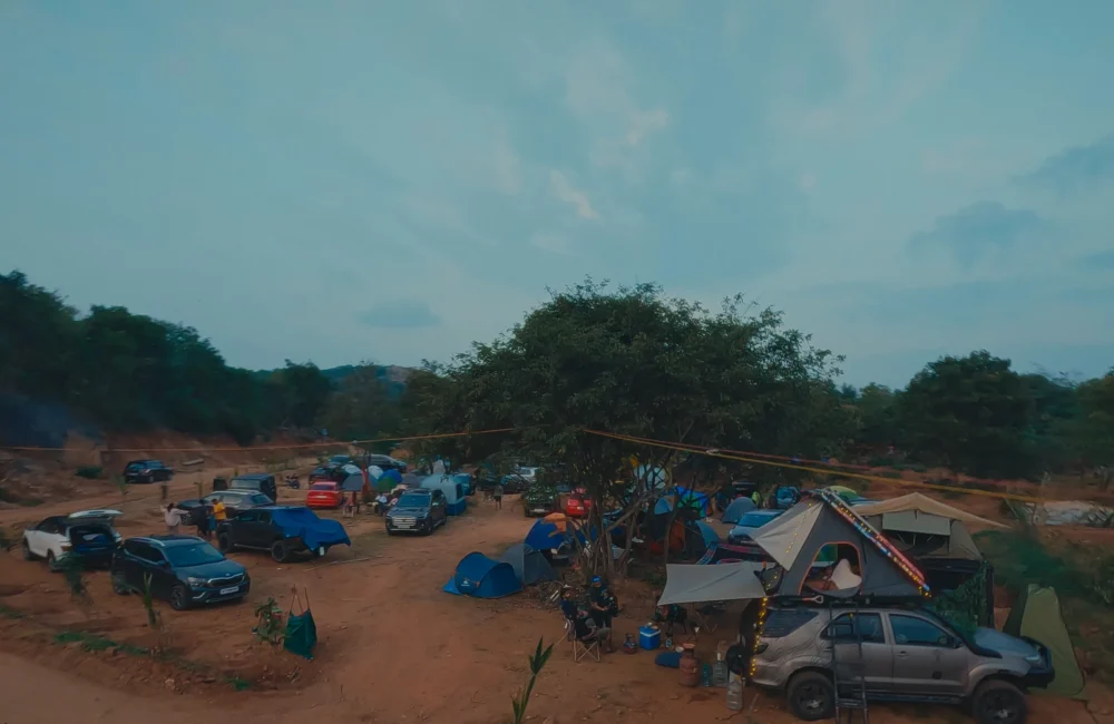 Camping near car